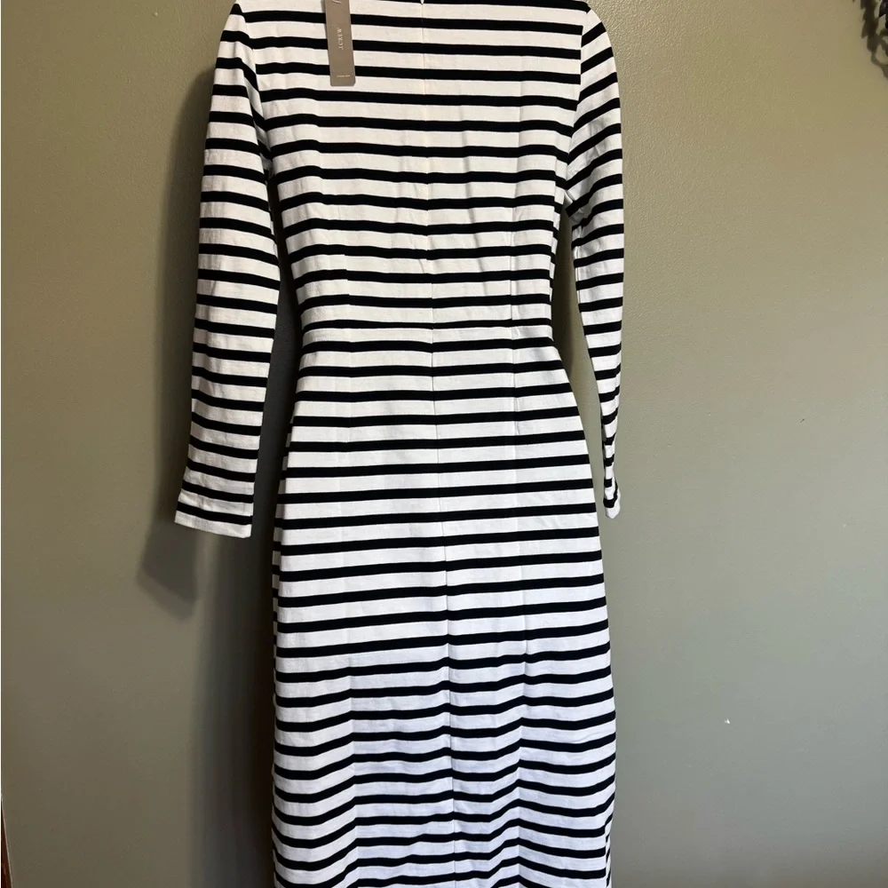 J.‎ Crew Boatneck Casual Dress, Black & White Striped, Size 4, NWT